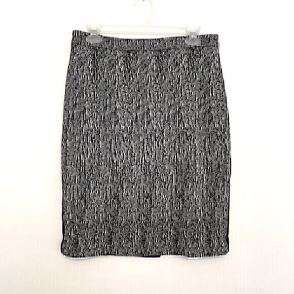 CALVIN KLEIN CK Black Gray Geometric / Solid Colorblock Straight Pencil Skirt 6 - Picture 1 of 12